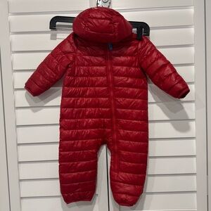Primary Baby Lighweight Puffer Suit in Cherry - 6-12M